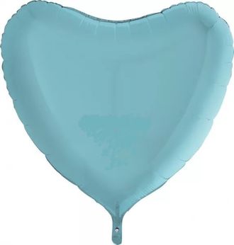 Воздушный шар фольгированный "Сердце" пастель голубой 91 см.
