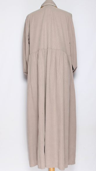 Платье-рубашка Бохо "Вельвет карманы" бежевое до р.52