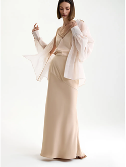 Юбка макси из сатина (бежевый)