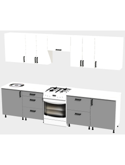 Кухня Эконом 2,4 метра (1200х1200) Цвет: Белый/Базальт
