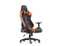 Кресло Barneo K-53 черная кожа оранжевые вставки, газлифт , реклайнер игровое купить в Симферополе