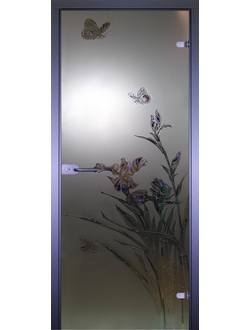 Стеклянные двери АКМА Бабочка 1 художественный пескоструй 3D Vindoor