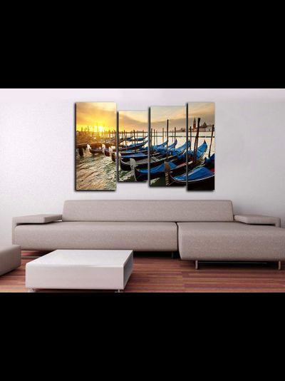 Модульная картина "Гондальеры на пристани"