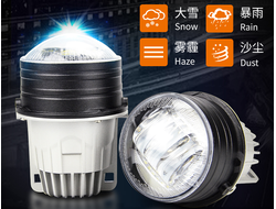 Противотуманные фары Aozoom с режимом ДХО (герметичные) 3 цвета в одном (комплект, 2шт)