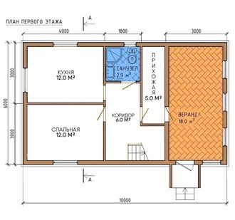 Каркасный двухэтажный дом 94,5 м². Первый этаж