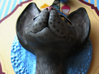 Лунный котик. Необычная подвеска с кошкой из полимерной глины