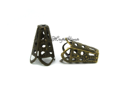 КОЛПАЧОК "КОНУС" С ОТВЕРСТИЕМ ПОД ПИН - 10мм - АНТИЧНАЯ БРОНЗА