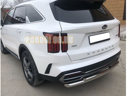 Защита заднего бампера двойная d60/42 для Kia Sorento 2020-