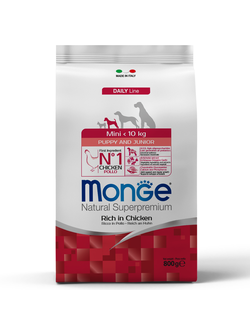 Корм Monge Mini для щенков мелких пород с курицей 0,8 кг