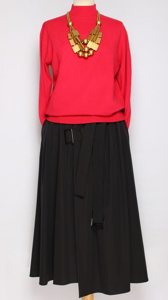 Юбка  "Широкая асимметрия хлястики" черная до р.52