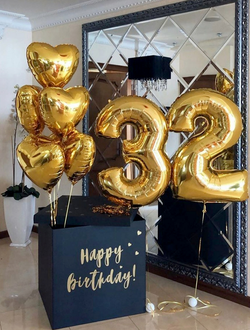 Коробка с шарами "Голд" (9 шариков)