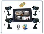 Видеоняня/беспроводной комплект уличного видеонаблюдения  Монитор + 4 камеры HD с DVR