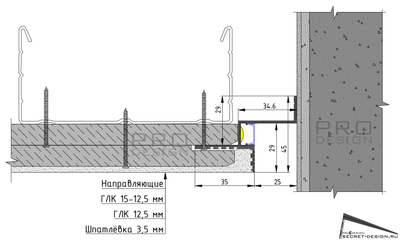 ПАРЯЩИЙ ПОТОЛОЧНЫЙ ПРОФИЛЬ PRO DESIGN GIPPS 602 - Белый