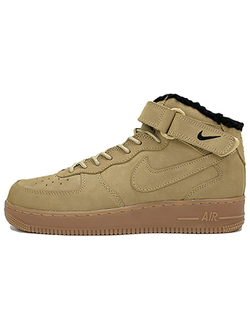 Nike Air Force 1 Mid Flax бежевые с мехом