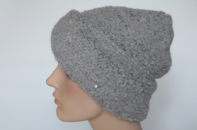 Шапка серая с отворотом вязаная из альпака Vizio Италия 7007 CRY