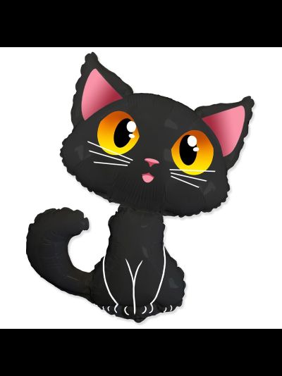 Фольгированный шар с гелием "Черный котик"