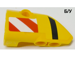 ! Б/У - Technic, Panel Fairing # 1 Small Smooth Short, Side A with Black Stripe and Red and White Danger Stripes Pattern Sticker - Set 42009, Yellow (87080pb056) - Б/У