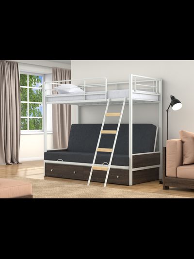 Двухъярусная кровать-диван Дакар 2 Белый (вставки венге)