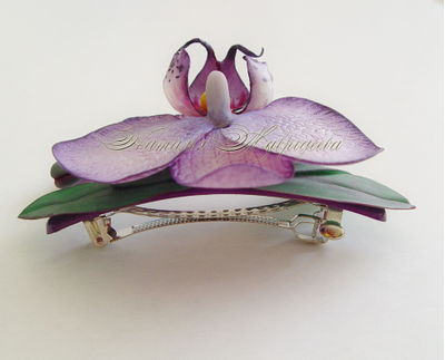 Заколка с орхидеей "Страстная ночь".