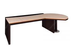 Письменный стол со стеклянной вставкой и фигурной правой приставкой 7016/С