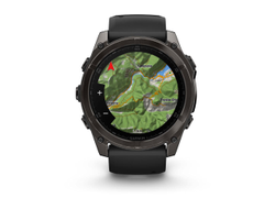 Умные часы Garmin Fenix 8 - 43 мм, AMOLED Sapphire, титановый угольно-черный DLC, пепельно-серый ремешок (010-02903-21)