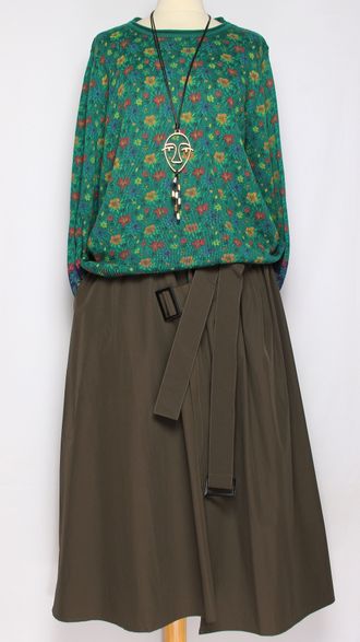 Джемпер ХЛОПОК "КОНТРАСТНЫЙ РУКАВ" малахит до.р.54