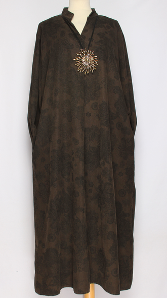 Платье Бохо вельветовое "СТОЙКА ЗАЩИП ЦВЕТЫ" кофе  до р.52