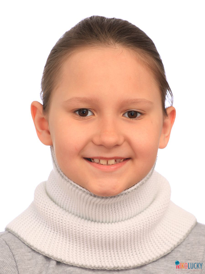 Шарф(снуд)  22-33 двойной, цвет белый, серый размер 2