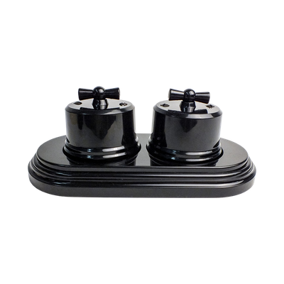 ретро рамка двойная черная с выключателями