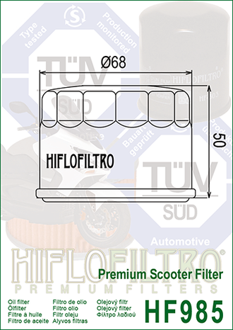 Масляный фильтр HIFLO FILTRO HF985 для Kymco (1541A-LBA2-E00) // Yamaha (5DM-13440-00)