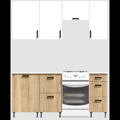 Кухня эконом 1,5 метра (600х500х400) Цвет: Белый/Дуб Вотан
