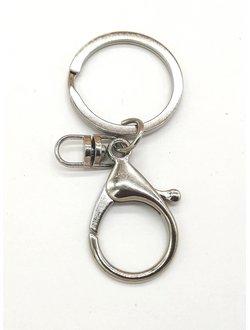Основа для брелока карабин, кольцо и поворотный коннектор, серебро
