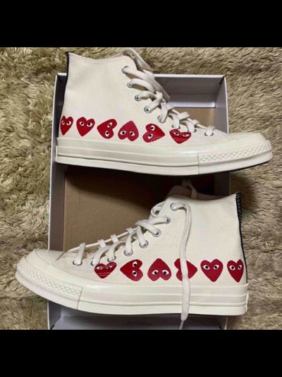 Converse Comme des Garcons Play  с сердечками белые высокие