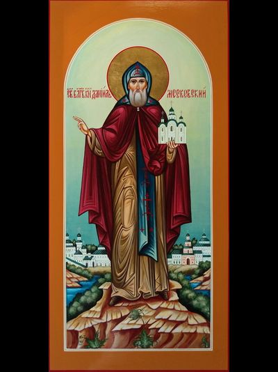 Даниил Московский, святой благоверный князь. Рукописная мерная икона.