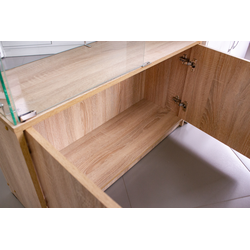 (TSV 5) Витрина пристенная стеклянная, со шкафчиком