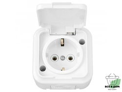 Bylectrica ПРАЛЕСКА АКВА роз. ОУ 1 мест. 16А бел. (земля, пластик, крышка, IP54) РА16-297