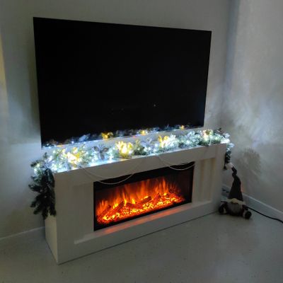 Линейный электрокамин Лайн WT с очагом Vision 42 LOG LED