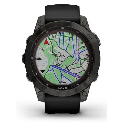 Умные часы Garmin Fenix 7 Sapphire Solar титановый серый DLC с черным ремешком