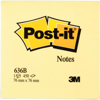 Стикеры Post-it Original 76х76 мм пастельные желтые (1 блок, 450 листов)