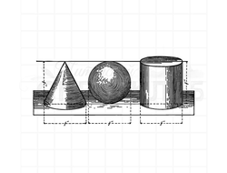 Штампы  с чертежом  конуса, шара и цилиндра