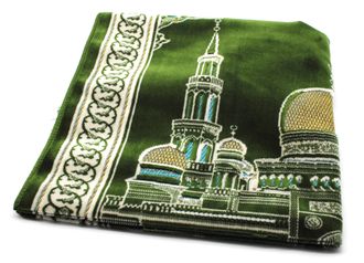 Мусульманский молитвенный коврик с рисунком мечети 2-х цветов. Зеленый.