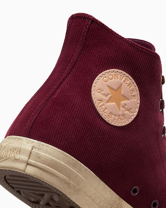 Converse x Wonka Chuck Taylor Corduroy бордовые