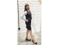 Юбка-карандаш молодежная, с карманами (черный, серый)