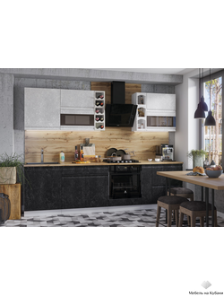 Бруклин белый бетон/черный бетон модульная кухня
