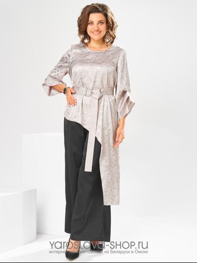 Модель: 2750.Нарядный женский 2-х предметный костюм, состоящий из ассиметричной туники и брюк