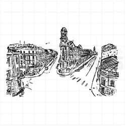 Штамп для скрапбукинга Пять углов, виды Питера