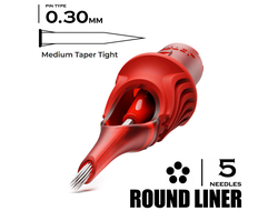 5 LMT-T / 0,30mm -  Round Liner Medium Taper Tight - CARTEL