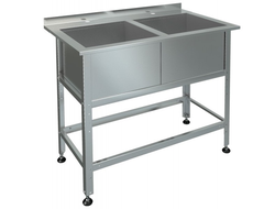 Ванна моечная двухсекционная "Стандарт" с бортом (1000*500*860)