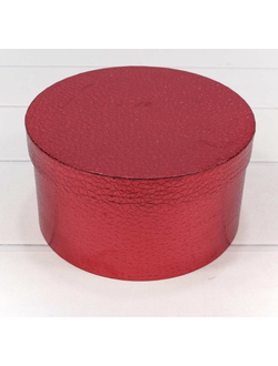 Коробка круглая подарочная "Кожа крокодила" (красная), 14*7,5см