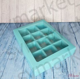 Коробка Голубая 12 конфет 19*15*3,5см